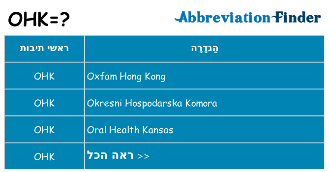מה הפירוש ohk