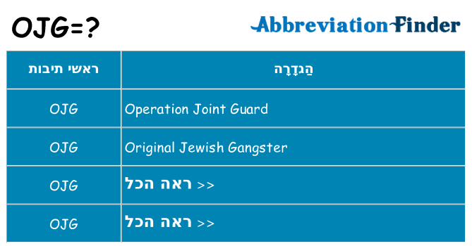 מה הפירוש ojg
