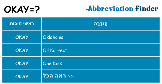 מה הפירוש okay
