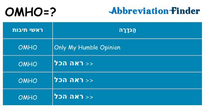 מה הפירוש omho