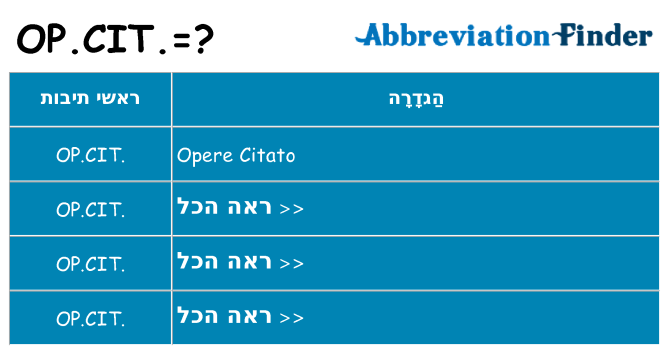 מה הפירוש op-cit
