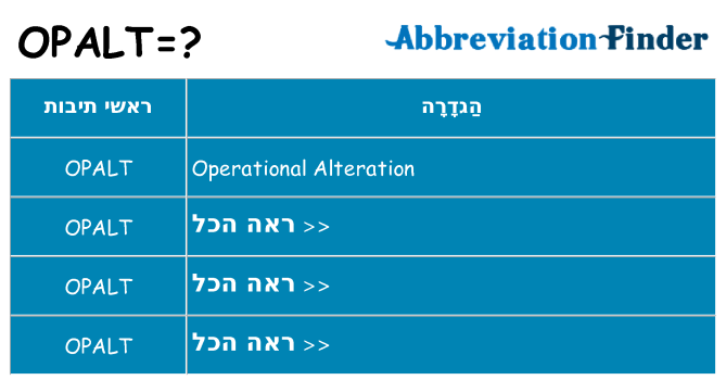 מה הפירוש opalt