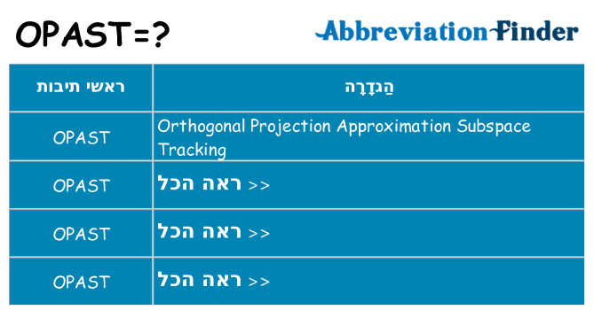 מה הפירוש opast