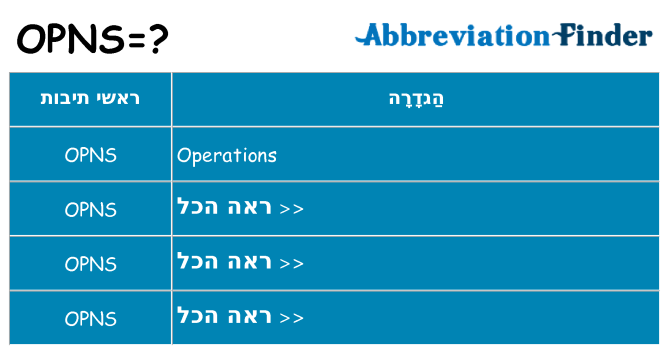 מה הפירוש opns