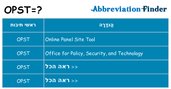 מה הפירוש opst