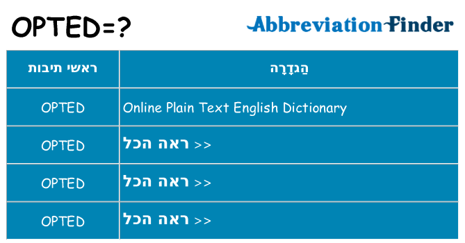 מה הפירוש opted
