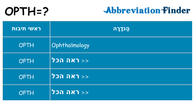 מה הפירוש opth