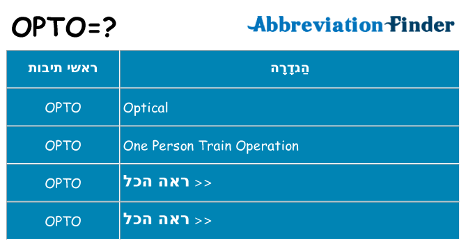 מה הפירוש opto
