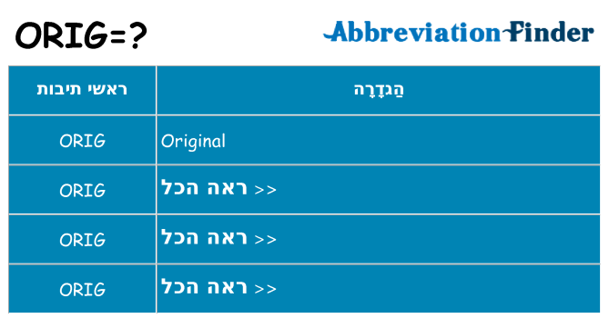 מה הפירוש orig