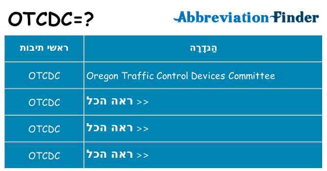 מה הפירוש otcdc