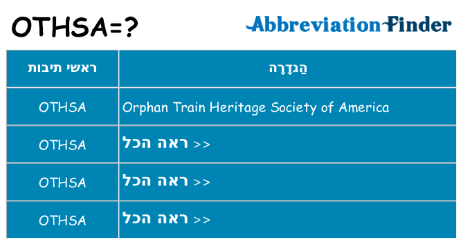 מה הפירוש othsa