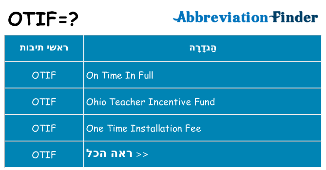 מה הפירוש otif