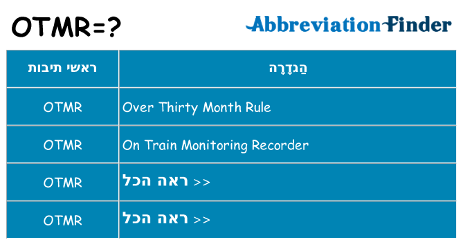 מה הפירוש otmr