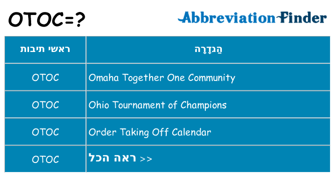 מה הפירוש otoc
