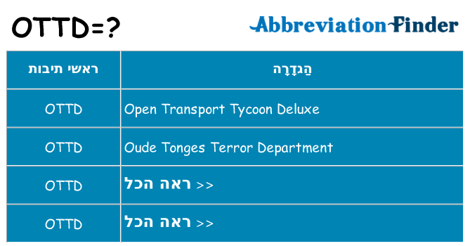 מה הפירוש ottd