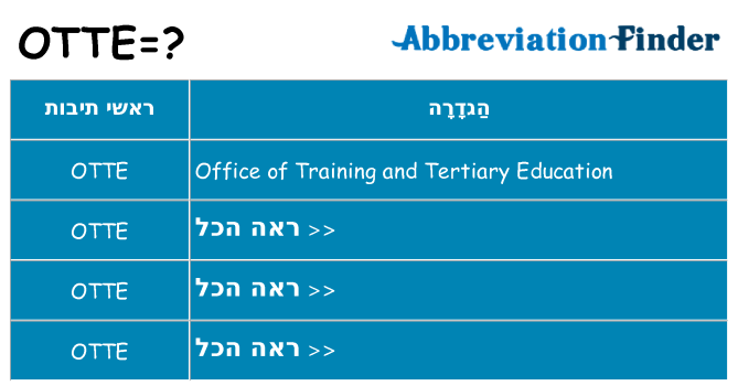 מה הפירוש otte