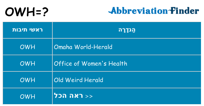 מה הפירוש owh