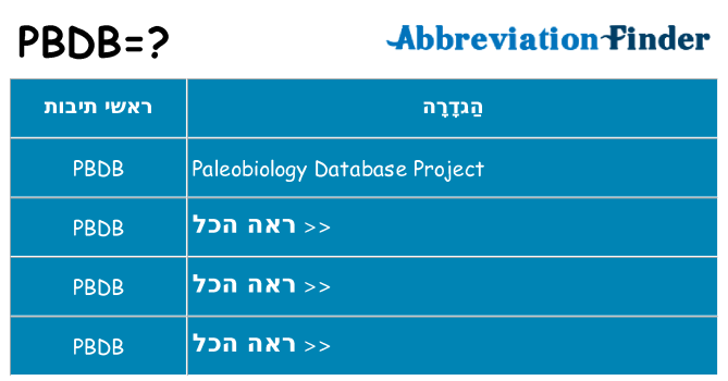 מה הפירוש pbdb