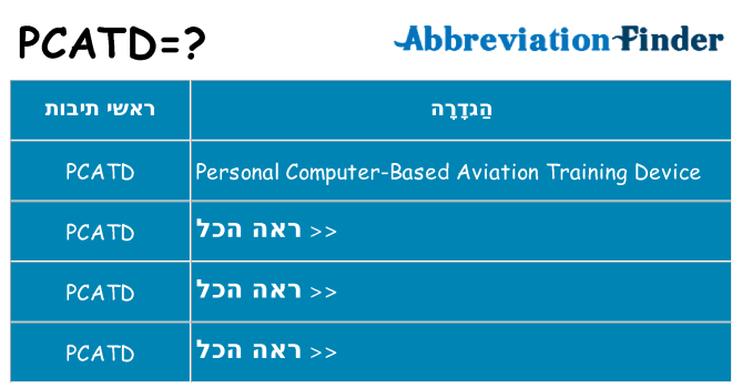 מה הפירוש pcatd