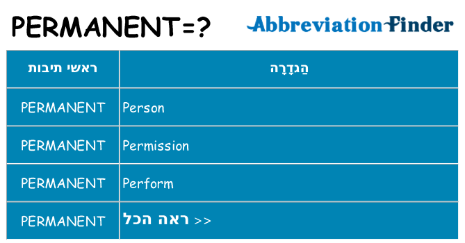מה הפירוש permanent