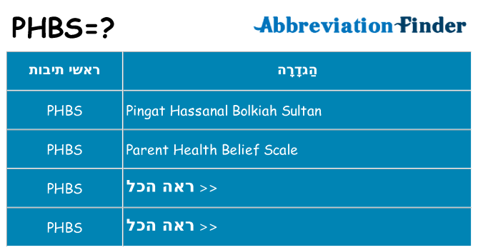 מה הפירוש phbs