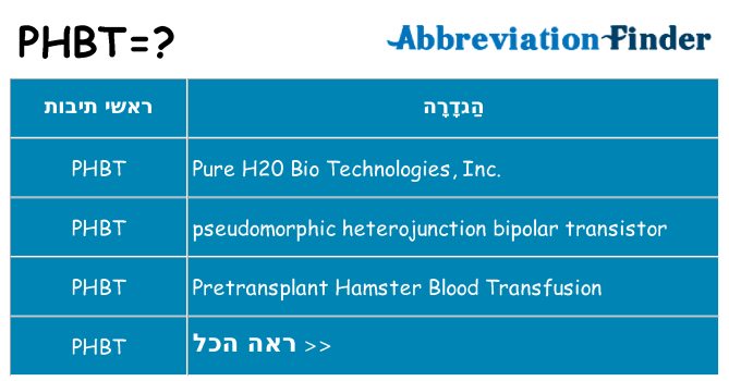 מה הפירוש phbt