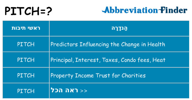 מה הפירוש pitch