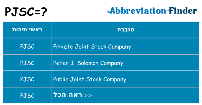 מה הפירוש pjsc