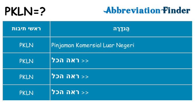 מה הפירוש pkln