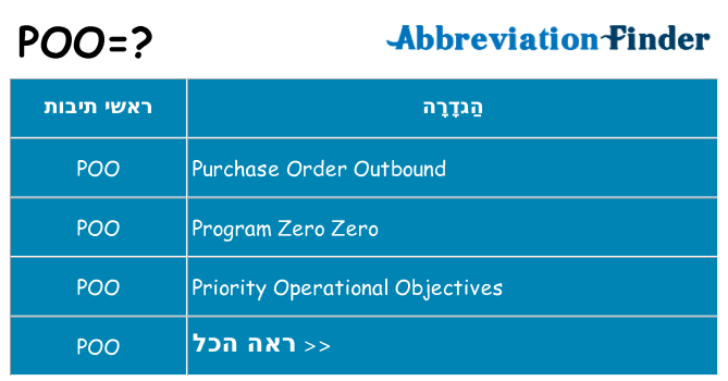 מה הפירוש poo