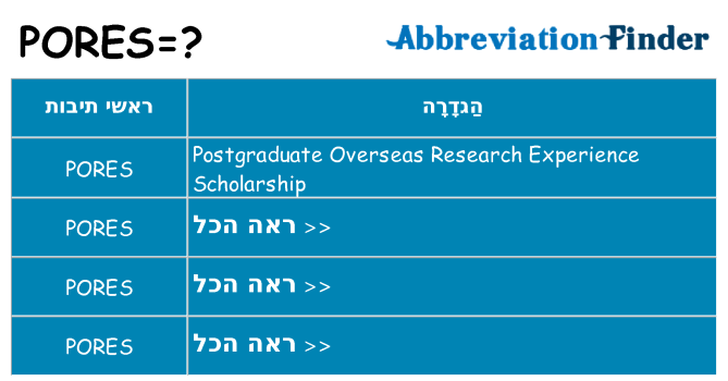 מה הפירוש pores