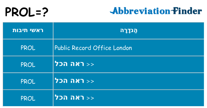 מה הפירוש prol