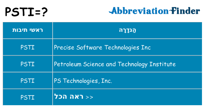 מה הפירוש psti