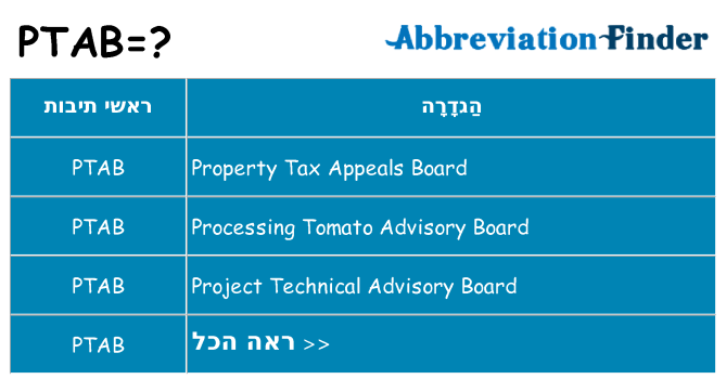 מה הפירוש ptab