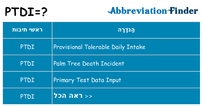 מה הפירוש ptdi