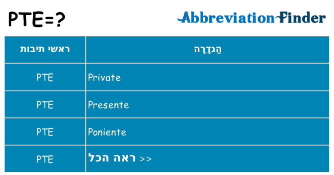 מה הפירוש pte