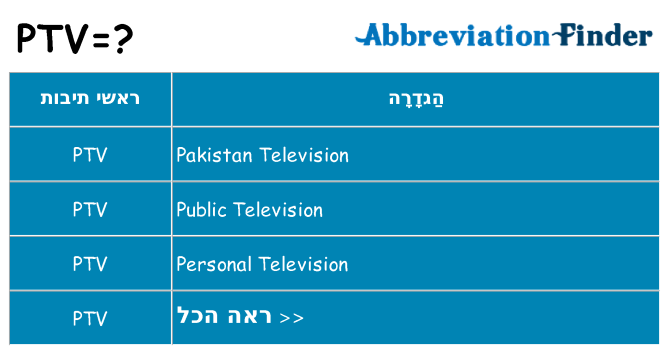 מה הפירוש ptv