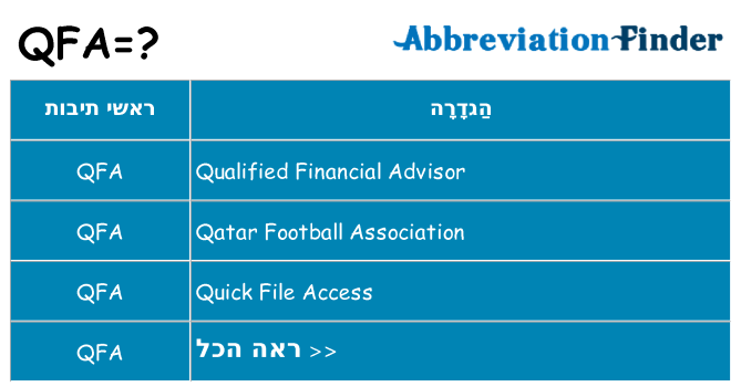 מה הפירוש qfa