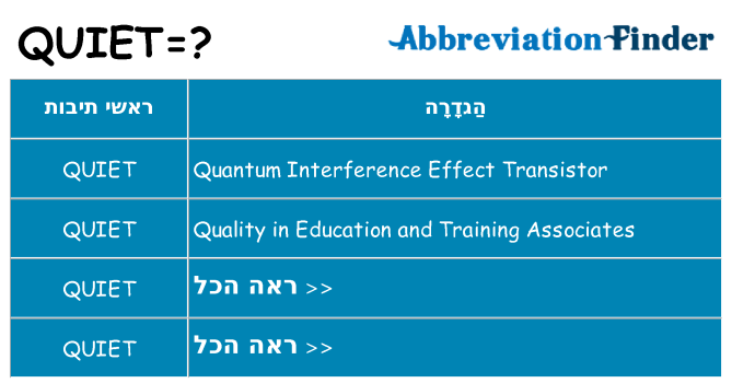 מה הפירוש quiet