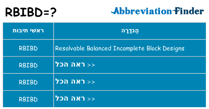 מה הפירוש rbibd