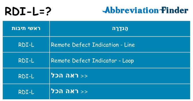מה הפירוש rdi-l