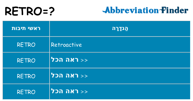 מה הפירוש retro