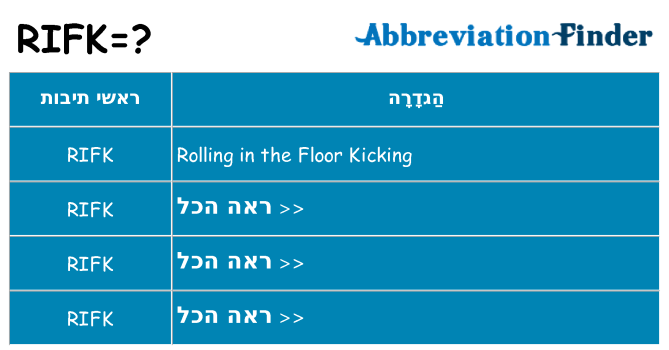 מה הפירוש rifk