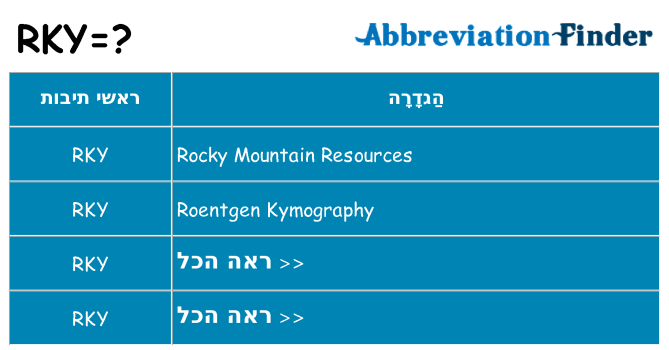 מה הפירוש rky