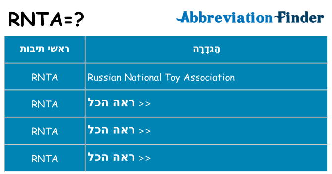 מה הפירוש rnta