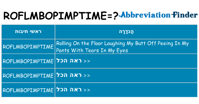 מה הפירוש roflmbopimptime