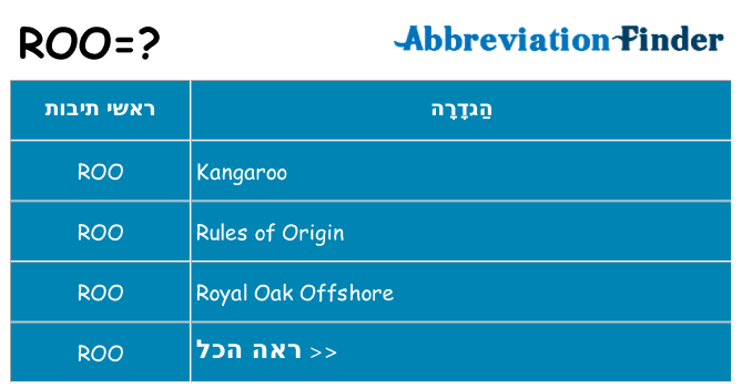 מה הפירוש roo
