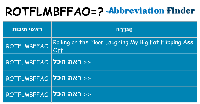 מה הפירוש rotflmbffao