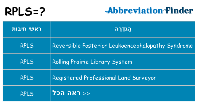 מה הפירוש rpls
