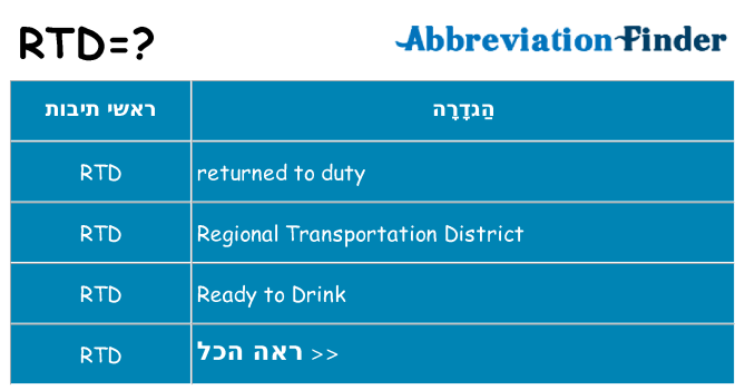 מה הפירוש rtd